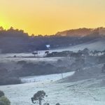 Amanhecer com frio de inverno tem formação de geada em parte do Sul do país