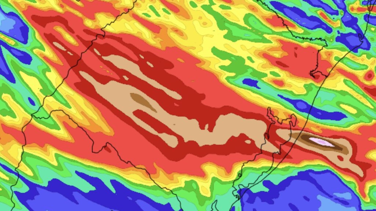 <span class="entry-title-primary">Alerta: chuva de até um mês em um dia no começo da semana</span> <h2 class="entry-subtitle">Advertência de volumes elevados de chuva previstos para parte do Rio Grande do Sul entre este domingo e a segunda-feira</h2>
