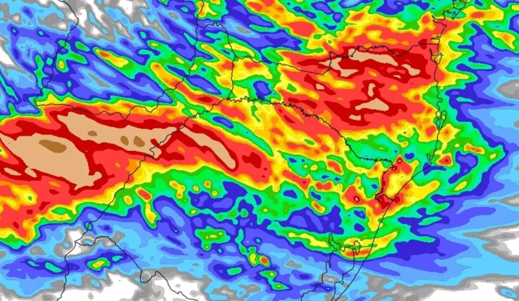 Risco de chuva forte e temporais de granizo no Sul do Brasil