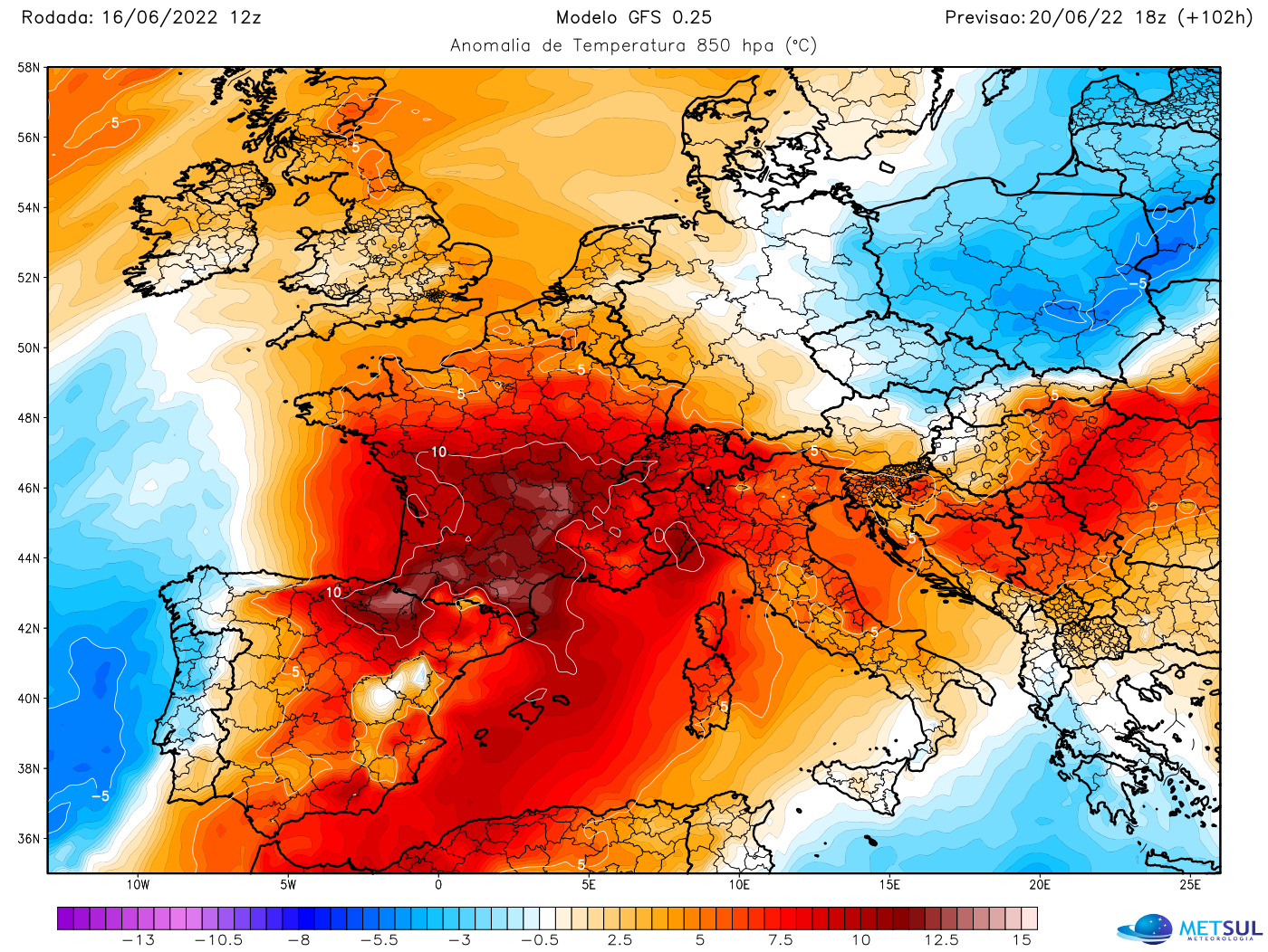 O mapa do calor marca Portugal, Espanha e França a vermelho