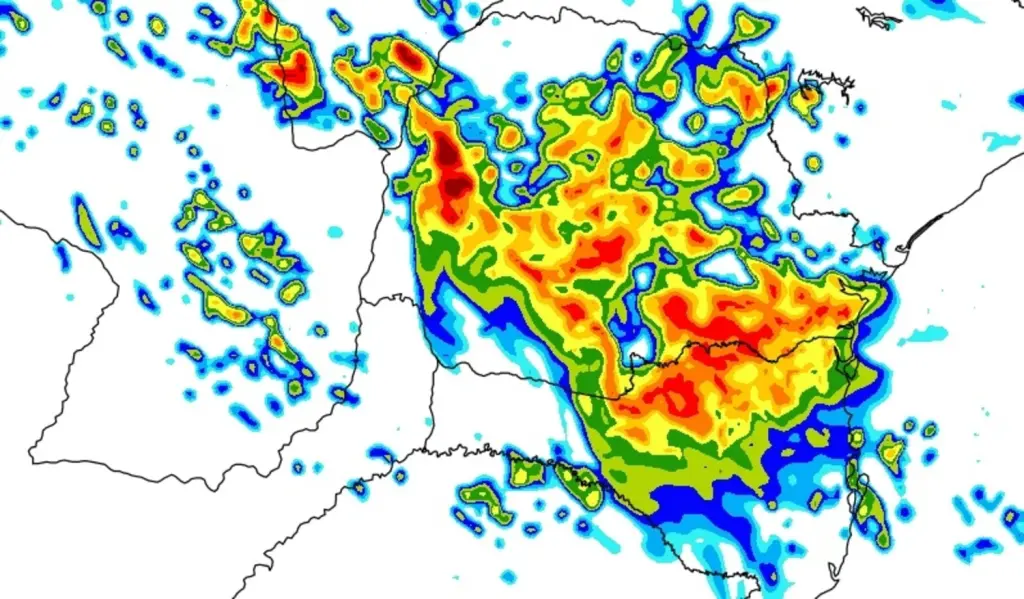 Chuva forte em parte do Sul do Brasil nesta quinta-feira