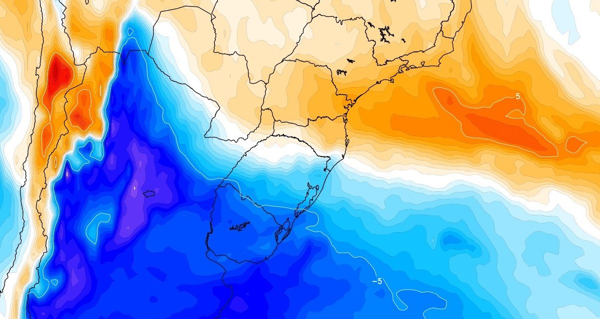 <span class="entry-title-primary">Massa de ar frio avança para o Sul e o Sudeste do Brasil</span> <h2 class="entry-subtitle">Incursão de ar frio não é de forte intensidade e nebulosidade impedirá mínimas muito baixas na maior parte do Rio Grande do Sul no fim de semana </h2>