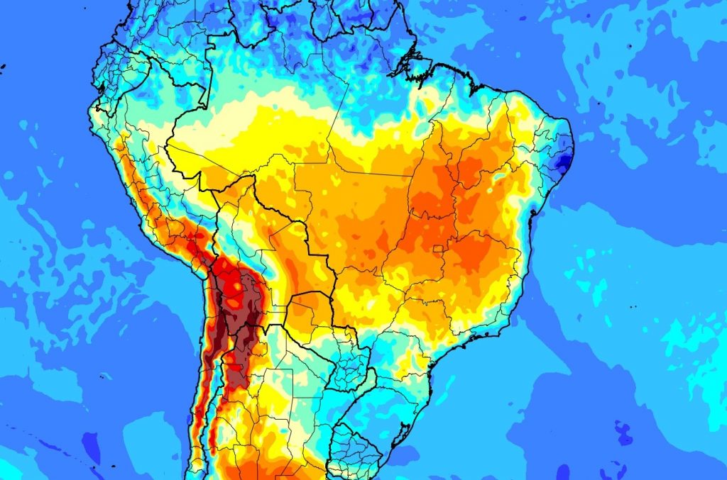 Brasil dominado por uma grande massa de ar seco