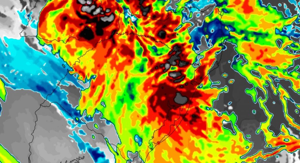 Frente fria trará chuva e fortes tempestades no Centro-Sul do Brasil