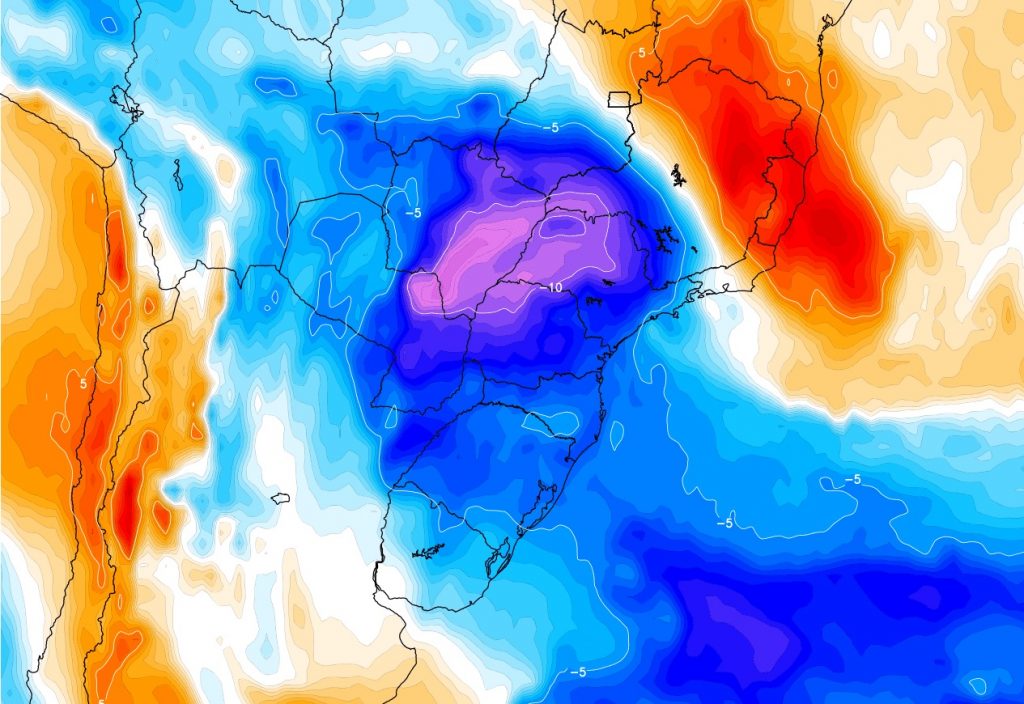 Incursão de ar frio mais forte desde maio no Centro do Brasil