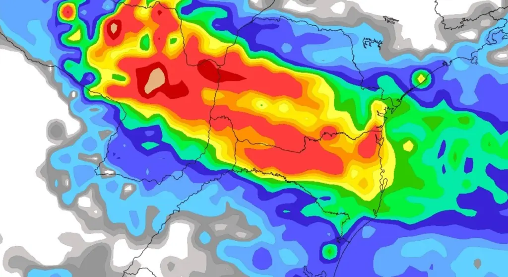 Fim de semana terá muita chuva em parte do Sul do Brasil