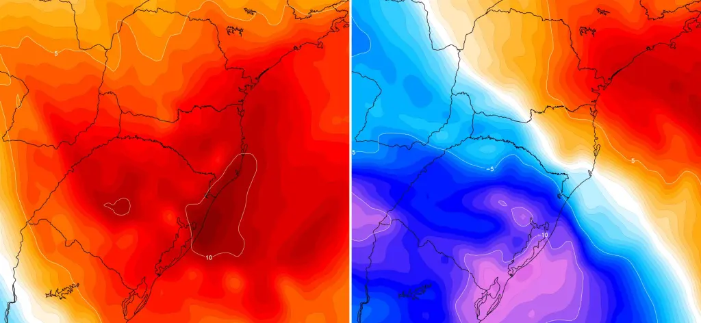 Frente fria e massa de ar frio trarão radical mudança de temperatura