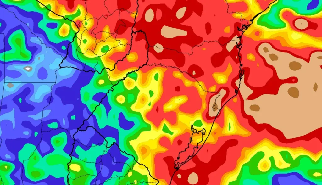 MetSul prevê uma semana ainda de muitas nuvens e chuva frequente