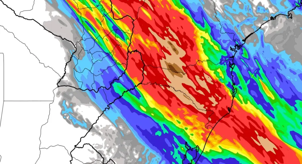 Centro de baixa pressão reforça a chuva com volumes muito altos