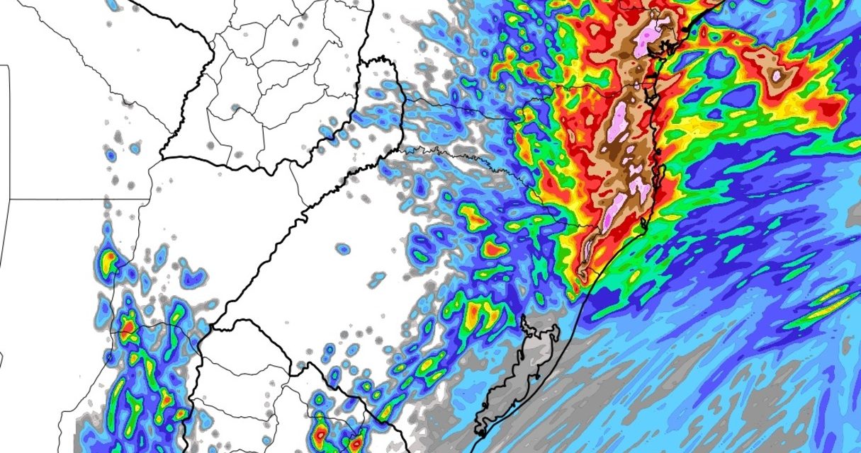<span class="entry-title-primary">Baixa pressão na costa amplia e reforça a chuva no Sul do Brasil</span> <h2 class="entry-subtitle">Volumes extremos de chuva adicionais são previstos para o Leste catarinense e paranaense enquanto no Rio Grande do Sul aumenta a abrangência da instabilidade </h2>