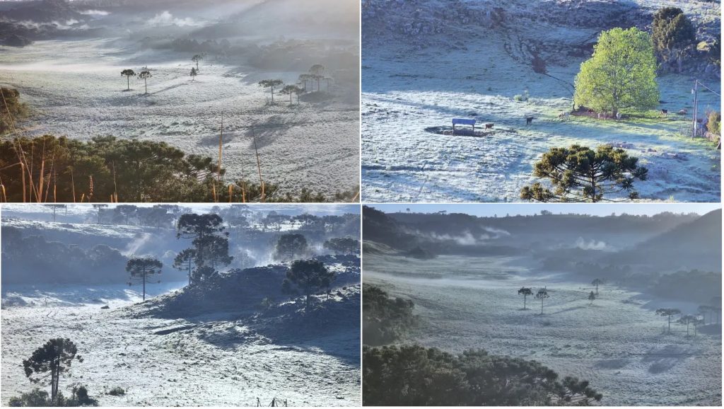 Cenas de auge do inverno em pleno novembro com frio abaixo de zero