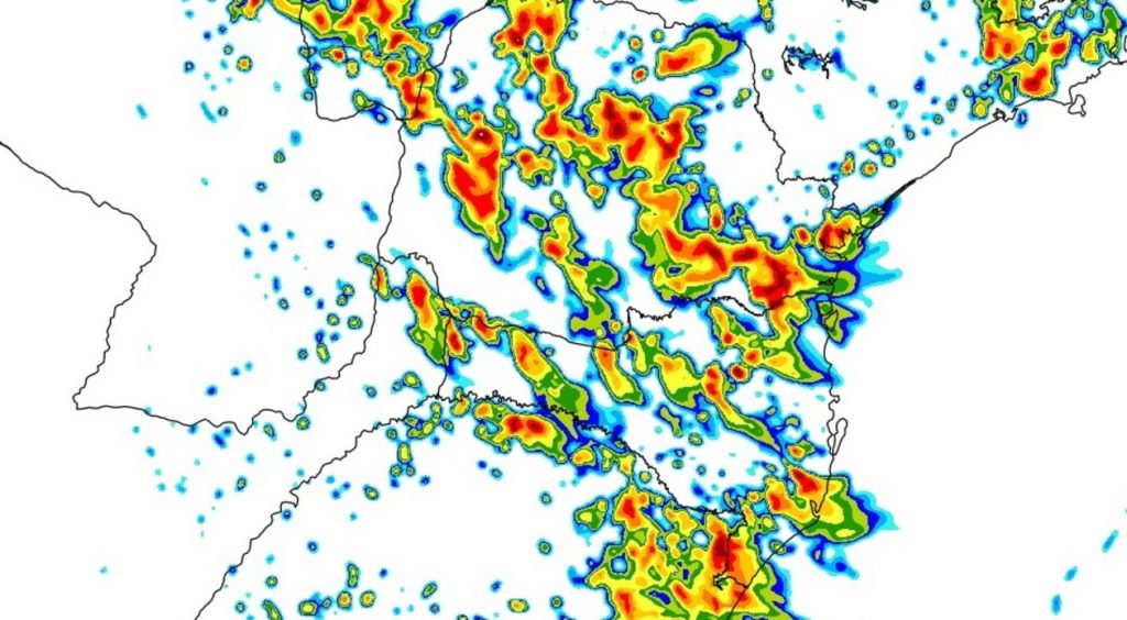 Chuva forte e temporais isolados no Paraná e em Santa Catarina