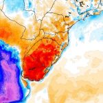 Centro da massa de ar quente no Uruguai e RS no fim de semana