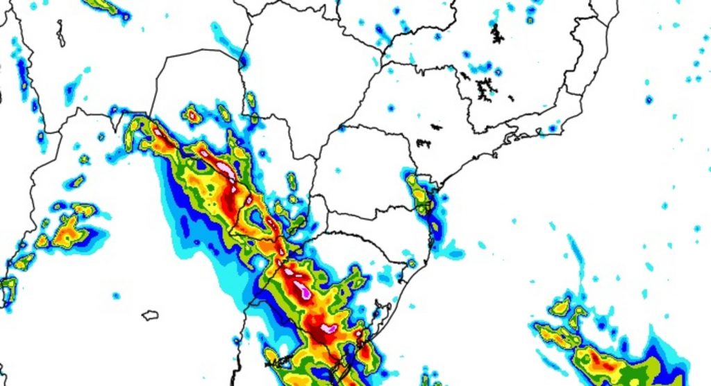 Frente fria e profunda baixa pressão trarão muita chuva e fortes tempestades