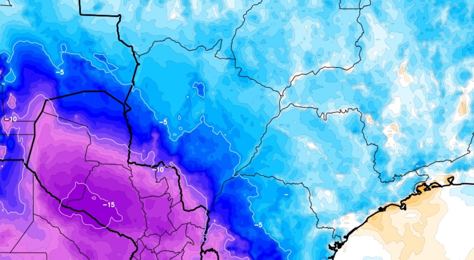 Frio de inverno em fevereiro no Centro-Oeste do Brasil Temperaturas hoje cedo em algumas cidades do Mato Grosso do Sul são raríssimas em fevereiro e comuns no inverno