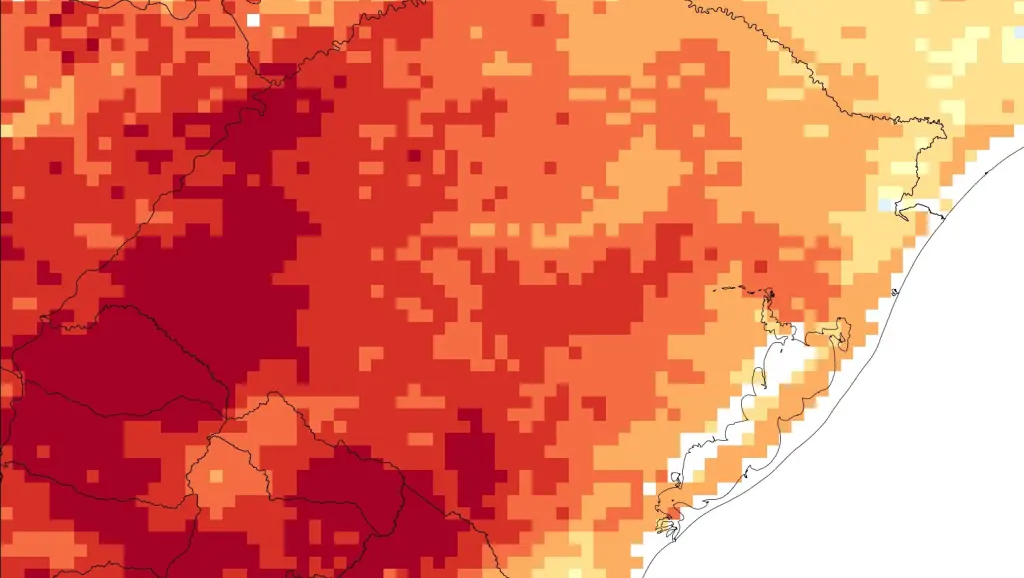 Satélite mede mais de 50ºC no solo no Oeste gaúcho