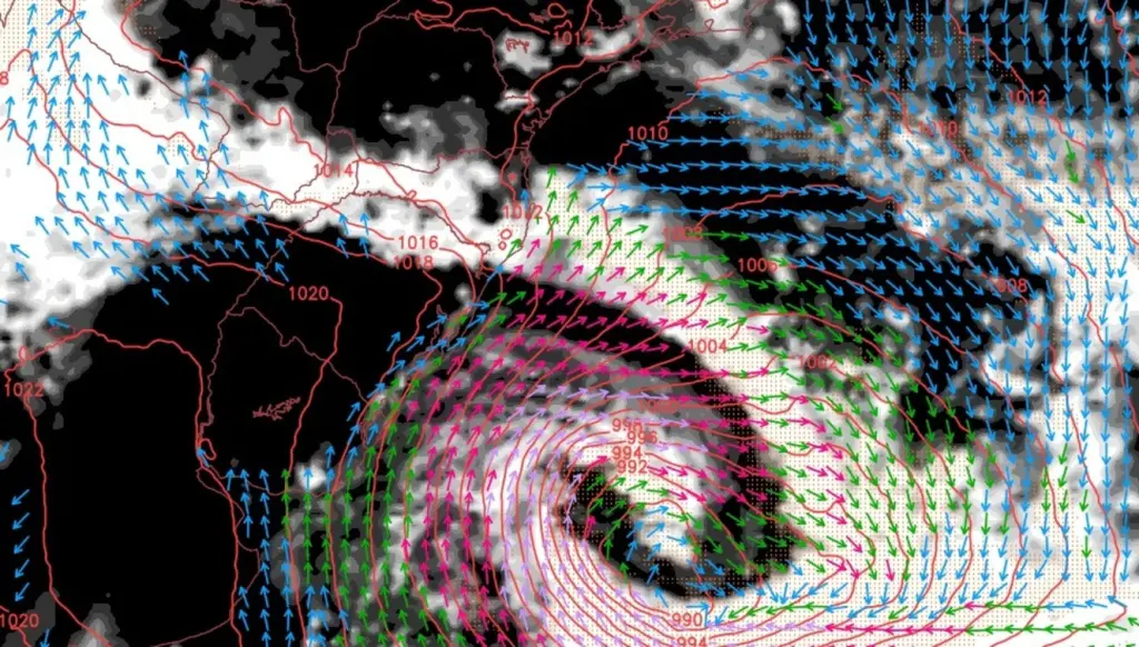 Ciclone intenso no Atlântico trará ar frio para o Sul e Sudeste do Brasil