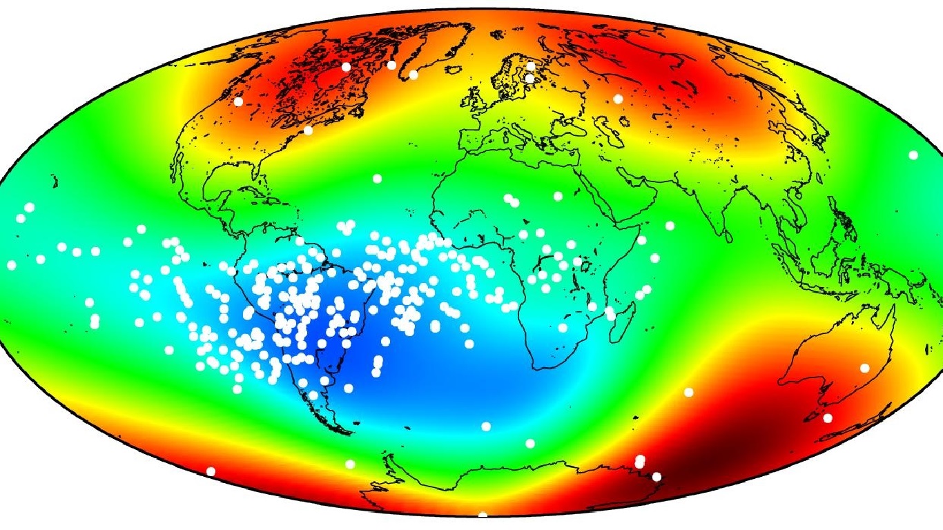 The data shows that the magnetic anomaly in Brazil continues to grow