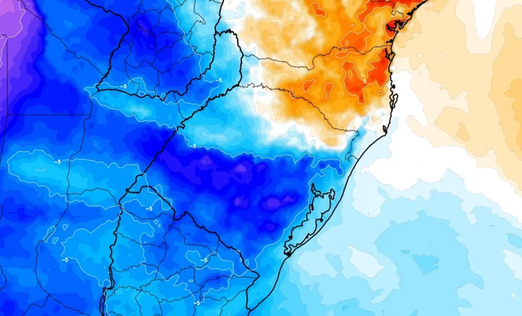 Veja o tamanho do tombo da temperatura de ontem para hoje