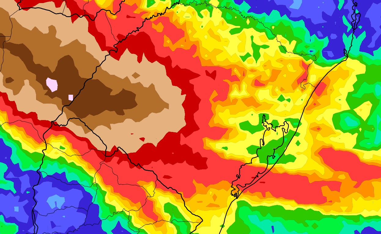 <span class="entry-title-primary">Veja a projeção de chuva dia a dia em semana que será de muita água</span> <h2 class="entry-subtitle">Veja os mapas com a tendência de chuva diária até o final da semana que terá elevados índices de precipitação e até acima da média de maio</h2>