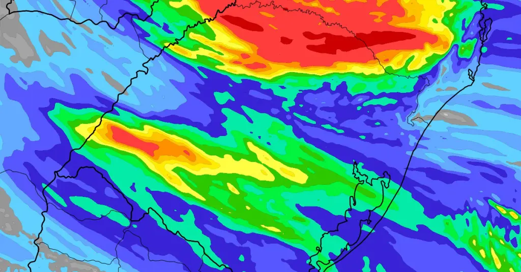 Chuva aumentará em parte do Rio Grande do Sul e Santa Catarina