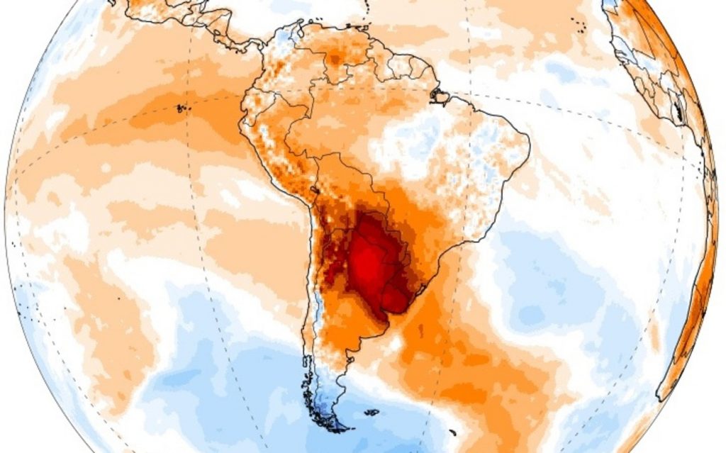Argentina, Uruguai e RS têm temperatura mais acima do normal no mundo hoje