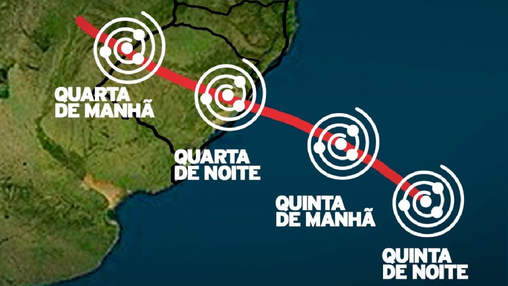 Veja a rota prevista para o ciclone no Sul do Brasil