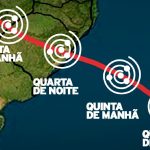 Veja a rota prevista para o ciclone no Sul do Brasil