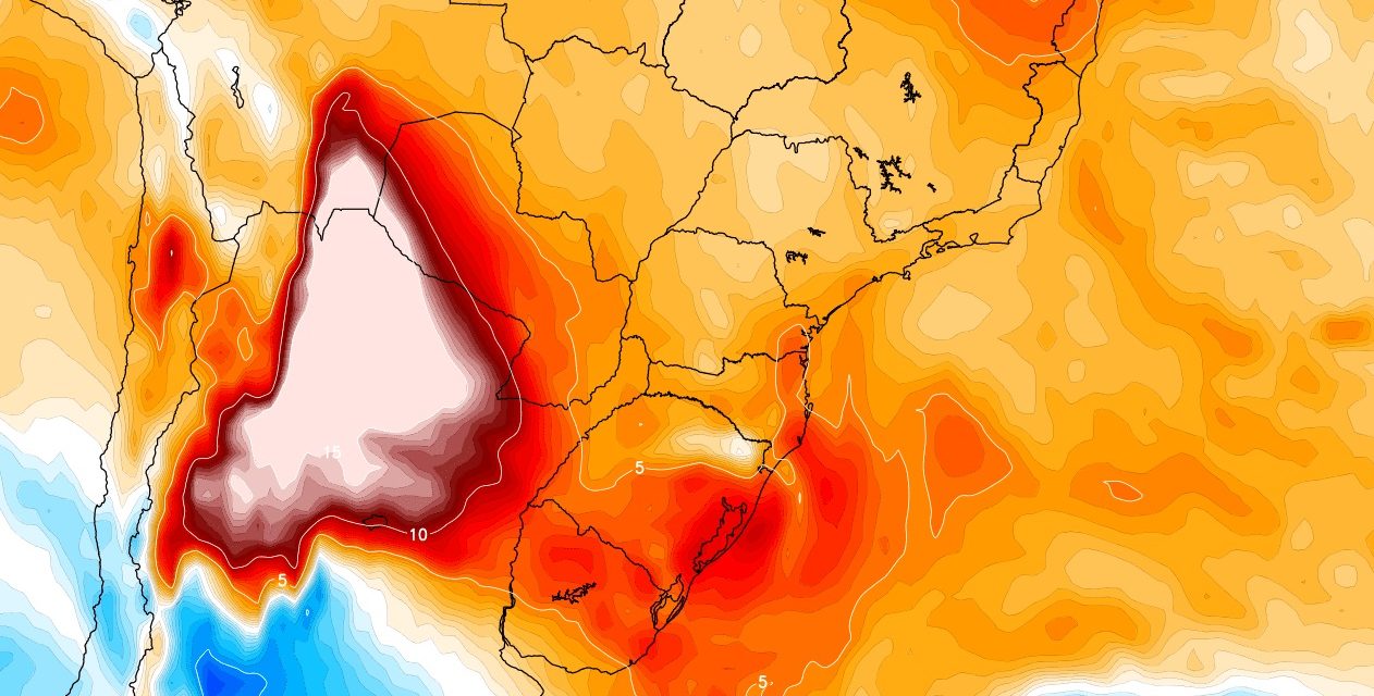 <span class="entry-title-primary">Bolha de ar superaquecido garante energia para formar temporais</span> <h2 class="entry-subtitle">Temperatura atingiu 38,5ºC hoje na Argentina. Ar muito quente avança para o Sul do Brasil e estimula a formação de tempestades. </h2>