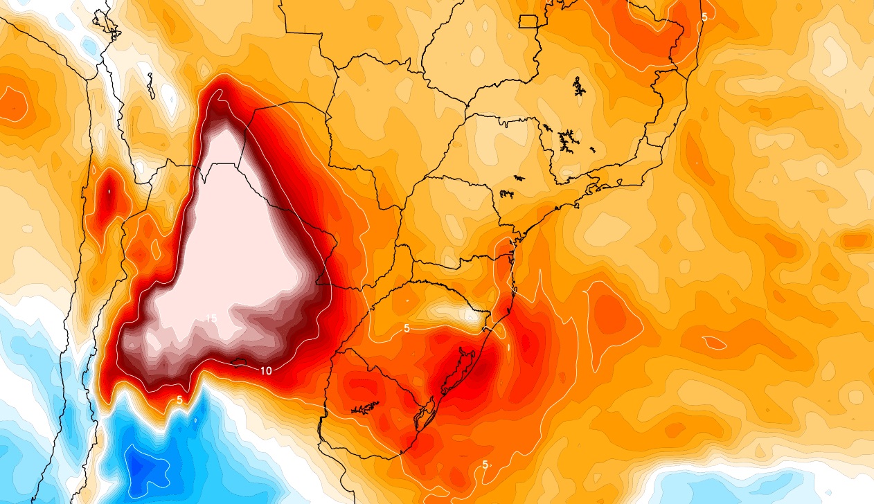 <span class="entry-title-primary">Bolha de ar superaquecido garante energia para formar temporais</span> <h2 class="entry-subtitle">Temperatura atingiu 38,5ºC hoje na Argentina. Ar muito quente avança para o Sul do Brasil e estimula a formação de tempestades. </h2>