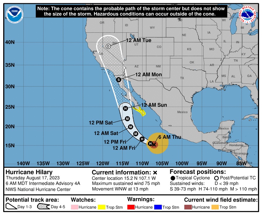 Furacão ruma para a Califórnia e castigará Los Angeles e San Diego