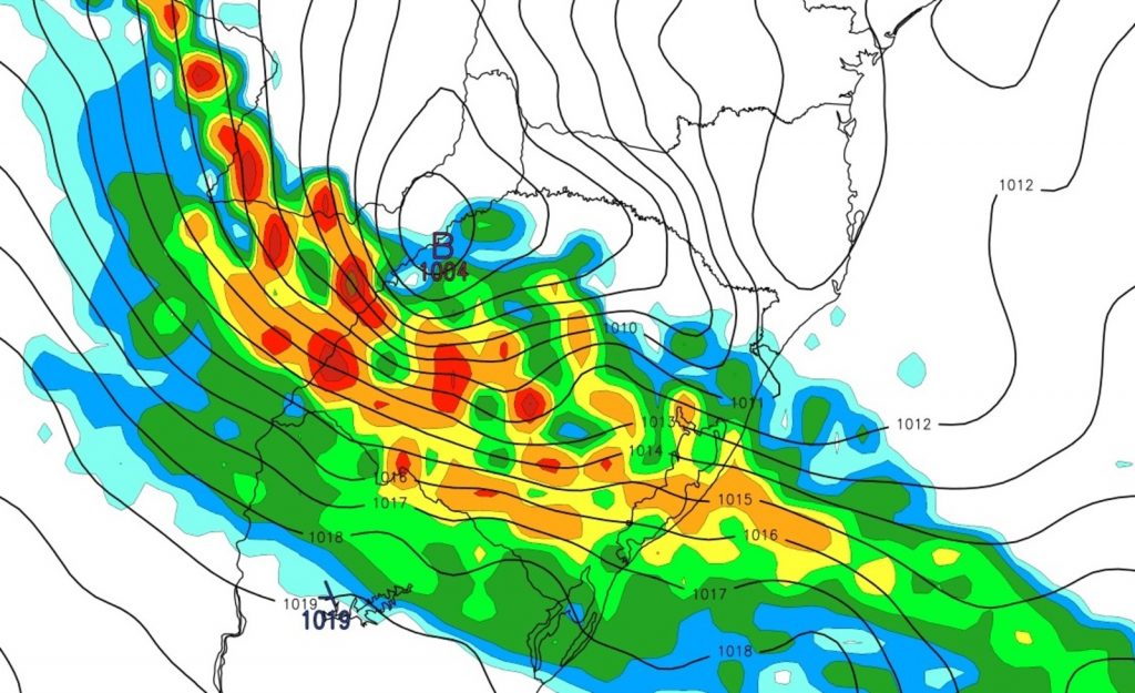Baixa pressão que formará ciclone trará muita chuva, temporais e vento