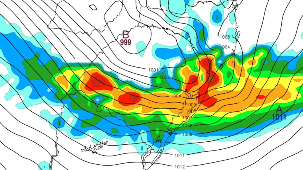 Veja em mapas as regiões que terão mais chuva e vento pelo ciclone