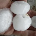 Temporais que avançam do Uruguai trouxeram granizo grande