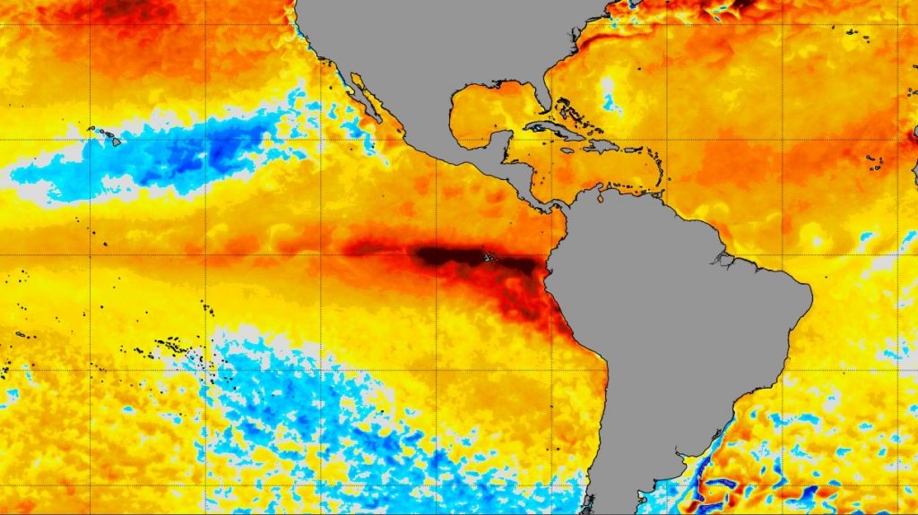 Aquecimento do Pacífico é o maior desde o Super El Niño de 2015