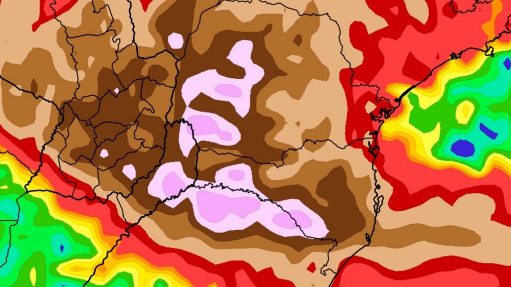 Grave cenário de chuva no Sul do Brasil com até 300 mm a 400 mm