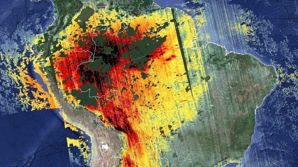 Mapa mostra emissões recordes por queimadas na Amazônia