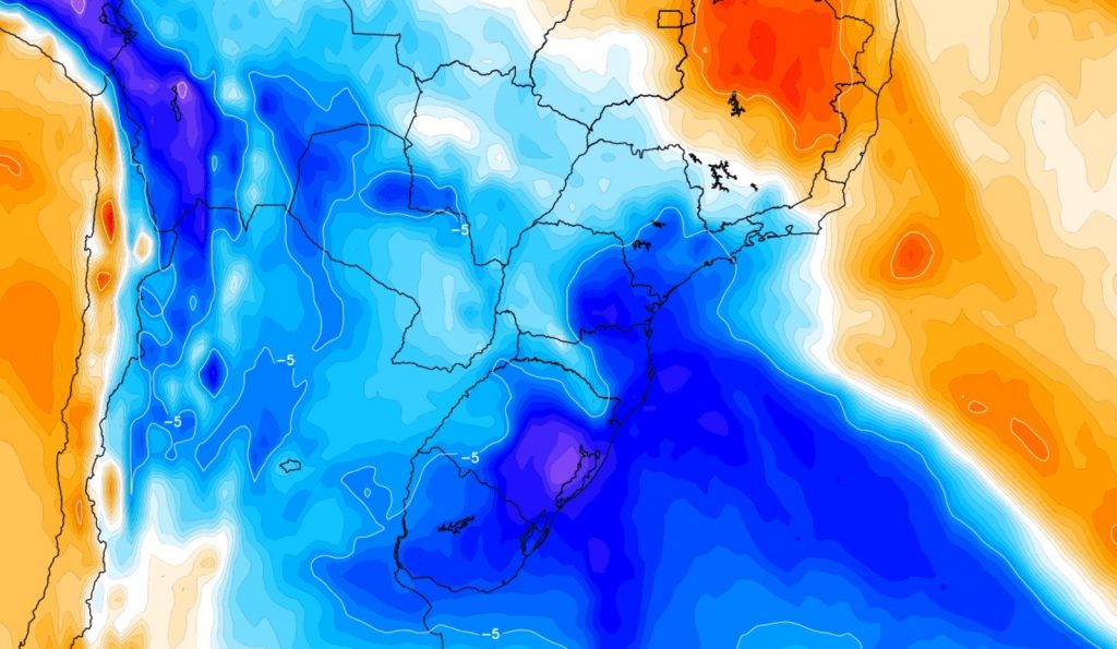 Forte massa de ar frio para outubro vai chegar ao Brasil com geada