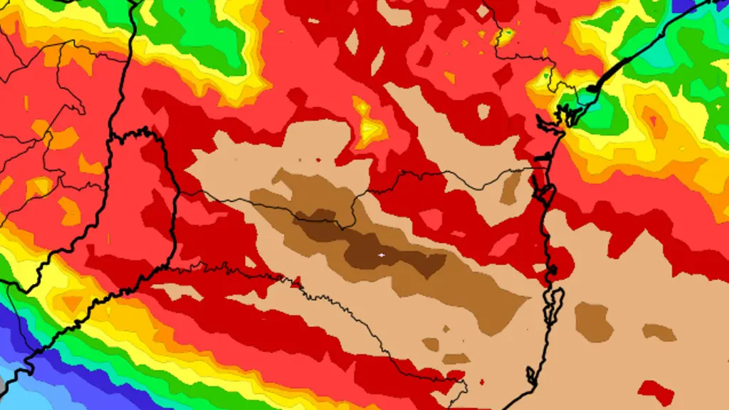 Veja as projeções deste sábado de volumes de chuva para o Sul do Brasil