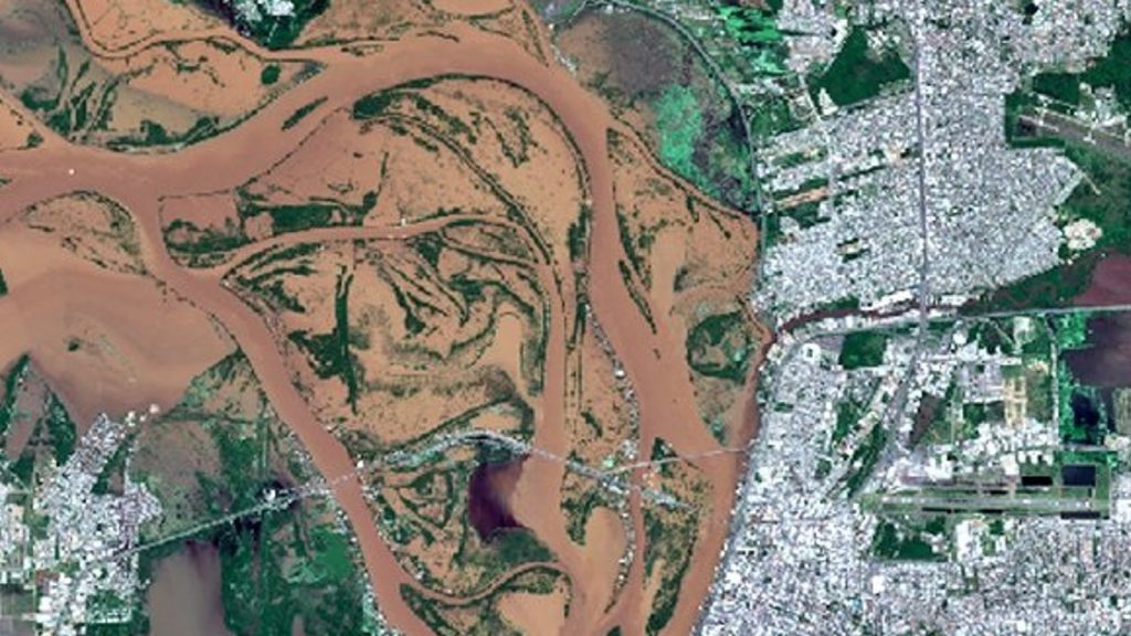 A impressionante visão da enchente em Porto Alegre a partir do espaço