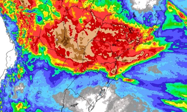 Chuva volumosa entre o Centro-Oeste, Sul e o Sudeste do Brasil