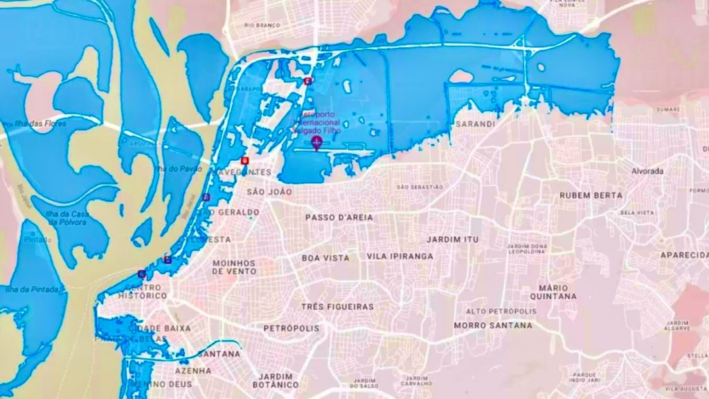 Guaíba estaria no Centro, aeroporto, Arena e Beira-Rio sem muro e diques