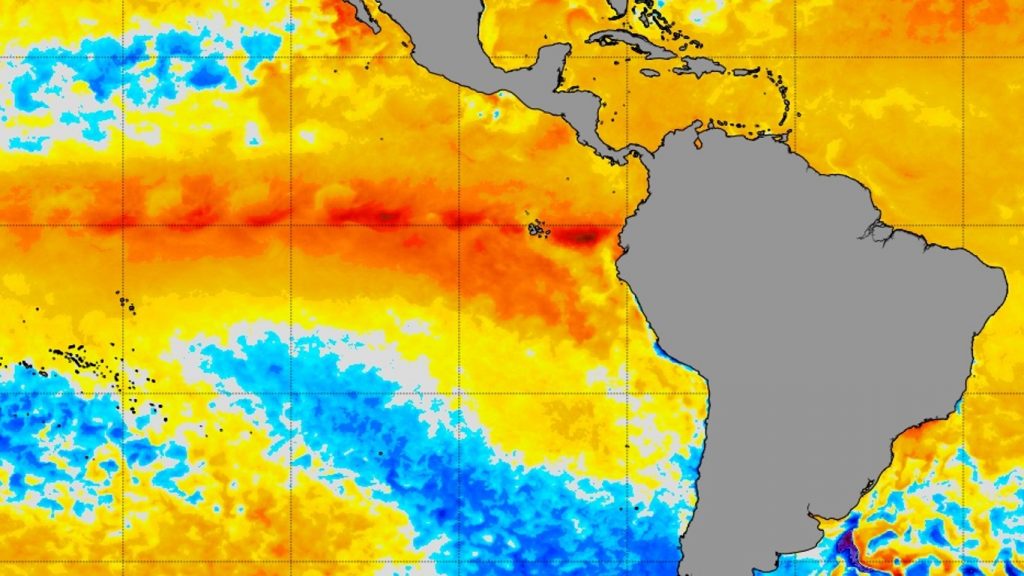 Pacífico muito perto de anomalias de Super El Niño