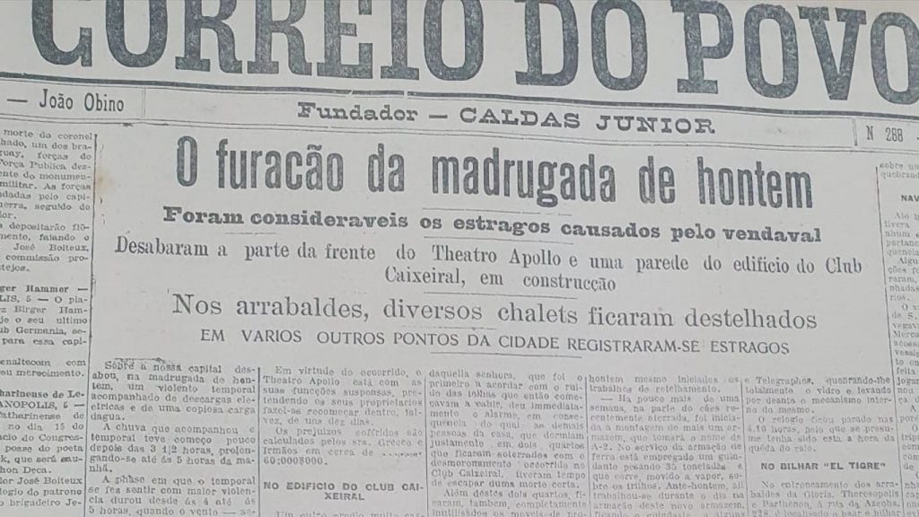 “Furacão em Porto Alegre”: o violento temporal de dezembro de 1923