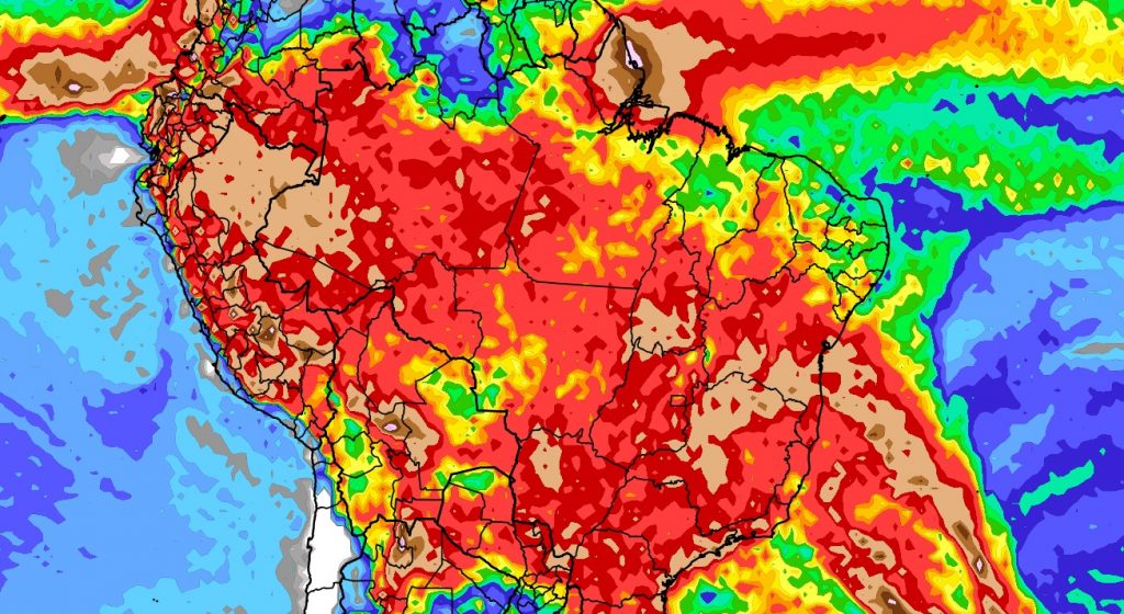 Previsão do tempo: tendência de chuva para dez dias (16/01/2024)