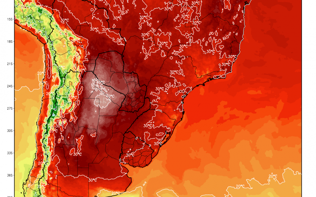 Calor de 40°C nos últimos dias de março no Cone Sul Os últimos dias de março terão o domínio do ar mais seco no interior do continente com elevação da temperatura e calor intenso para esta época
