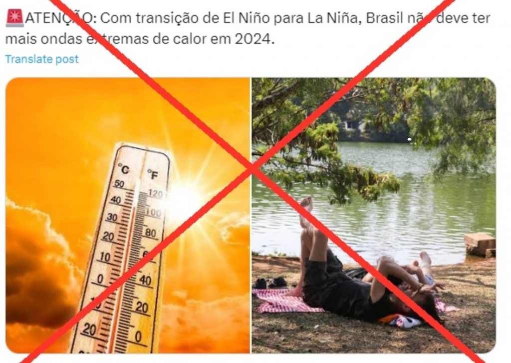 Verificamos: é falso que Brasil não terá mais ondas de calor com a La Niña