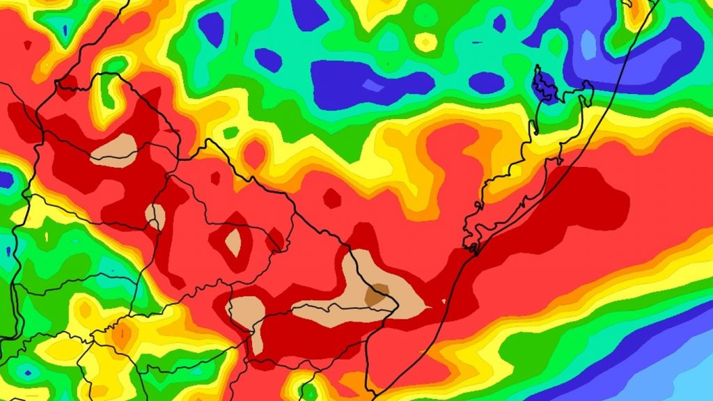 Chuva ganha força com vento neste sábado no Rio Grande do Sul