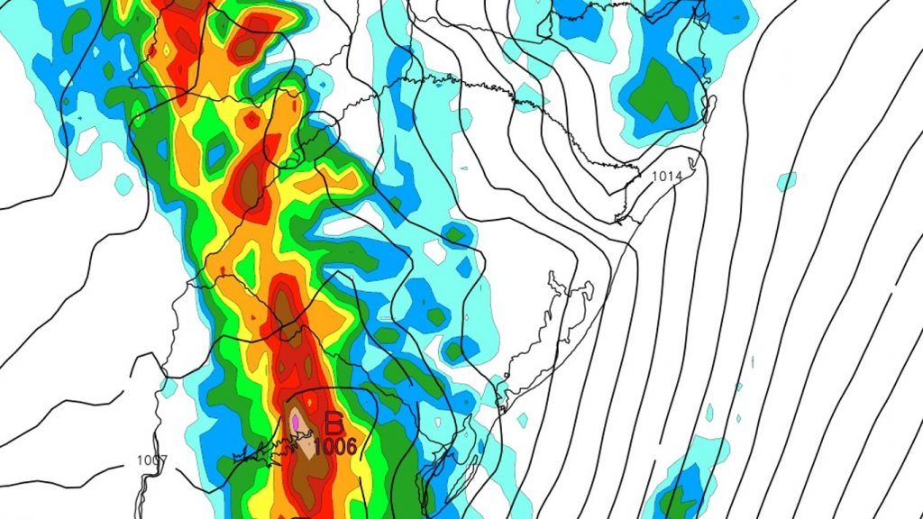 Frente fria vai avançar pelo Sul do Brasil com chuva e risco de temporais