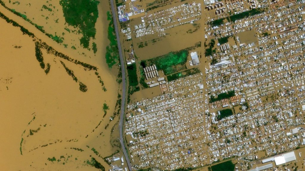 Catástrofe em Canoas: satélites mostram metade da cidade inundada